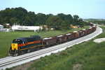 RISW moves east under Illinois Highway 5 at Silvis, Illinois.