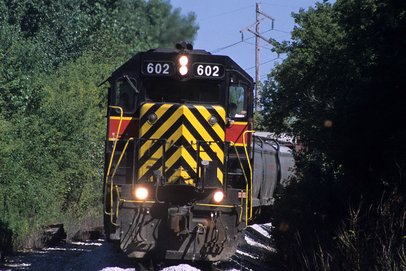 #602 rounds the curve at Farnam, Iowa August 7th, 2002.