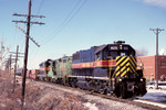 #625 leads an eastbound move through Moline, Illinois December 29th, 1999.