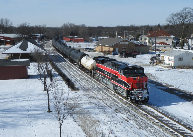 Rolling east, 513, 80 loads of fuel, and 502 have ANBIU, symboled Z038 on the CSX, under control at Morris, IL.