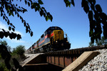 Just leaving Twin States, 713 brings the CBBI train near Durant, Iowa September 2nd, 2006.