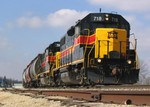 718 East hammers through Sheffield, Illinois with the east train, February 26th, 2005.