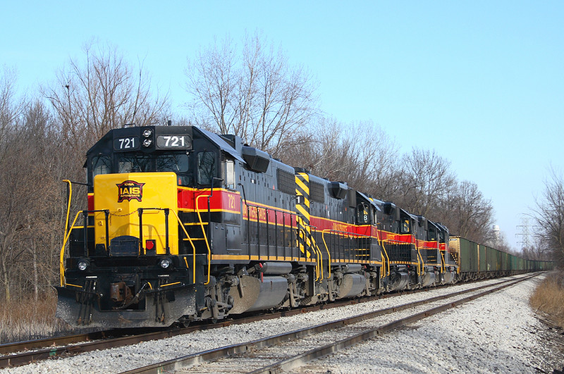 721 on the point of a dead PECR coal train in the North Star siding, Wilton, Iowa November 11th, 2006.