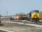 I wasn't really in the mood to stick around and wait for either train but I grabbed the usual quickie shot at Burr Oak Yd... Iowa 156 all by her lonesome sits with BICB while 506, also solo blast, sits with an empty ethanol train. 04-13-10