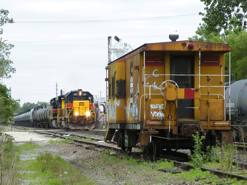 Ok GO! SD38-2 157 and GEVO 510 head east with their ANBIU ethanol train after Metra gave them the ok. 05-18-10