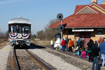 A short stop at West Liberty. Andy, on the left of the picture, is walking to the head end for a shot.