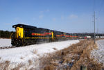 The westbound at Eagle Avenue with the GEVO's running long hood forward.