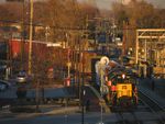 While 513 makes the drop off at the Harbor, 701 and 709 bring the pickup from the Harbor up to Burr Oak, shoving the heavy train into the yard to clear up for the Metra rush. 11-23-10.