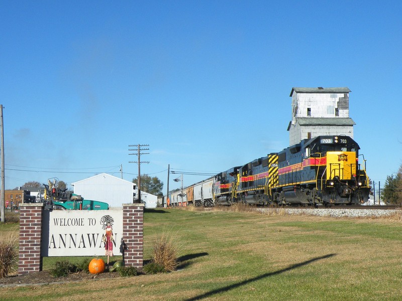 Up to track speed, it was a nice sight seeing an EMD lead road train scream through Annawan.