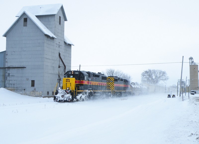 The pair of SD38-2's make their own blizzard as they storm through Mineral, IL. Run 8 and barking loudly, these motors are finally making speed above 30.