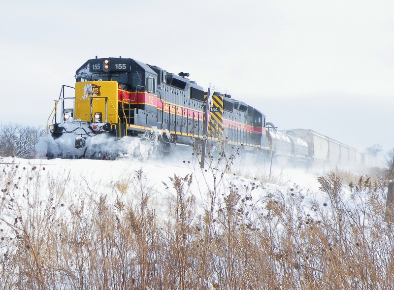 Coming up to Atkinson, the 155 continually accumulates snow on its face.