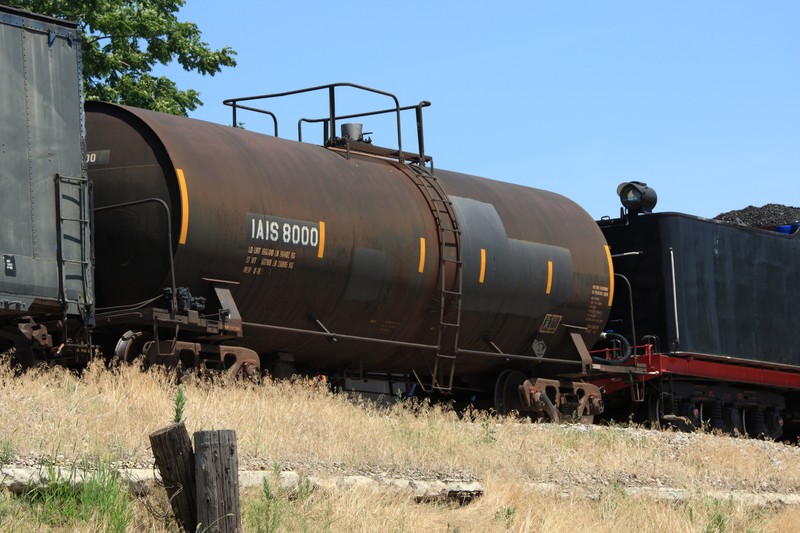 IAIS 8000 connected to steam engine 7081 at Rock Island, IL, on 22 Jul 2011