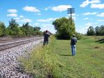 Barry Anderson(left) and Frank Grizel(right) photographing the westbound at Marengo.