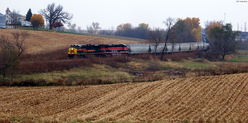 Last week's cornfield was stalked, this week's field is harvested with CRIC02 passing by.