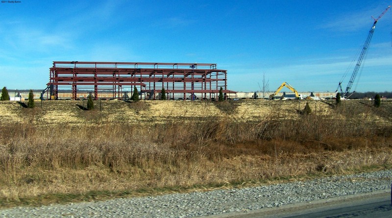 Another view of the "skeleton" of the new Loco Shops between South Amana and Homestead.