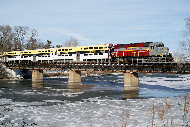 Crossing the icy Iowa River. Erik was standing nearby on this shot.