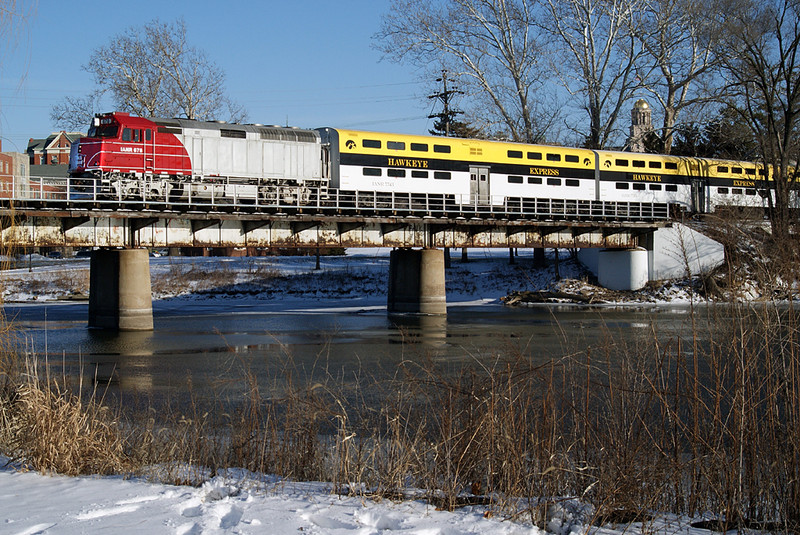 Crossing the Iowa River.