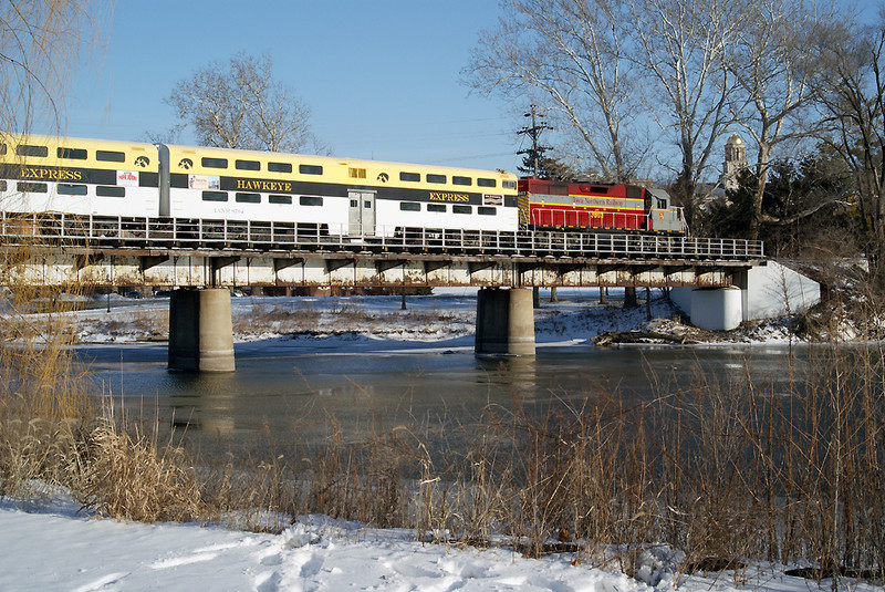 Crossing the Iowa River.