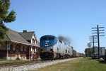 Our train passes the ex- Rock Island depot at Marseilles, Illinois.