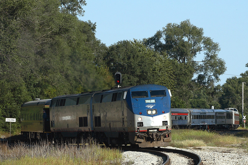 Arriving at the junction with BNSF at Colona, Illinois.