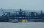 Just in from Iowa City, QJ 7081 crosses the Mississippi into Rock Island where she will join the 6988 and wait for the Riverway 2006 excursion weekend. Date is September 9th, 2006.