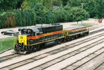 IAIS GP-38 601 with slug 650 resting in the Iowa City yard on 9-16-2007