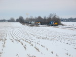 Passing the ribbon rail train at the west end of West Liberty siding, Feb. 11, 2008.