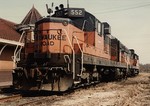 Milwaukee SD-10's 552 and 553 in front of the Iowa City depot.