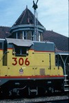 306 in front of the depot in Iowa City. I like the small IAIS in white just under the 306 number. 20-Aug-1986.