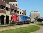 ICE GP9 103 passes the new sight of the future Amtrak depot in downtown Moline, IL. 09-30-10