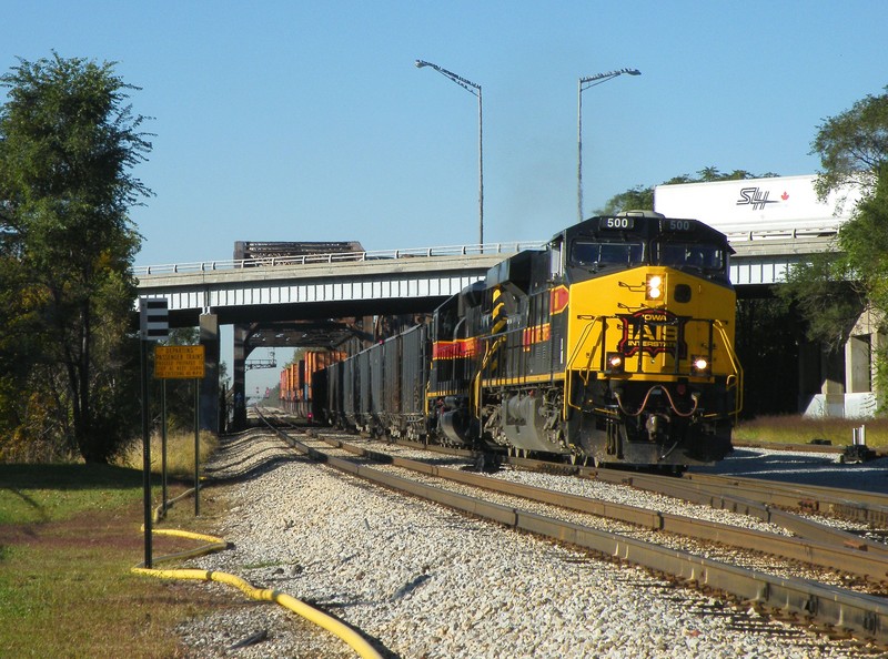 Power off yesterdays CBBI heads toward Burr Oak with the pigs and sand that didnt get delivered to the Harbor. 10-01-10.