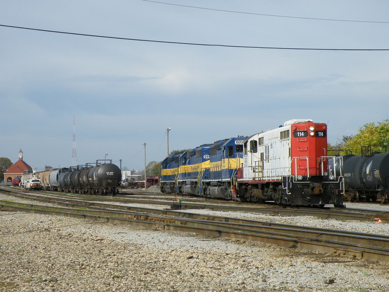 CP B73 has another former SOO GP9 for power, as they shuffle around syrup train power in Iowa's RI yd. 10-25-10.