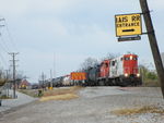 ICE 114 is back underway with the Nitron job heading for the BN Industrial trackage to East Moline. 10-25-10