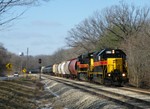 Iowa 703 and 505 are in Run 8 as they charge out of Joliet river valley with an extra RIBI for the Harbor. 12-28-08