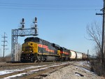 Iowa 501 leads 702 on BUSW as the train heads down the Harbor at C.P. Francisco. 12-12-08