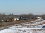 As viewed from Halsted St., Iowa 501 takes head room on the IHB before shoving into Riverdale Yard. 12-12-08