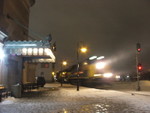 A GEVO/SD38-2/GEVO consist pounds the diamonds at Joliet amidst a sleet and ice storm with BICB. 12-23-08