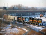 Iowa 151 brings its detour train F BAIMCI down the old ATSF mainline as the train snakes around BNSF's Willow Springs IM ramps.