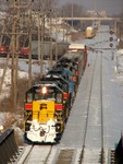 Iowa 151 takes the train around the wye at McCook and is now on the Harbor, heading geographically south, railroad east. This shot is not at all easy to take, as I am standing on I-55. Completely worth it