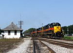 720 leads a pair of 700's and a SD38-2 on a loaded ethanol for delivery to the CRL and forwarding to the NS at Blue Island. The train is struggling through the town of Seneca, IL, and all units are online and Run 8.