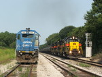 RINSU passes the CSX local power on hand just outside of Marseilles, IL.