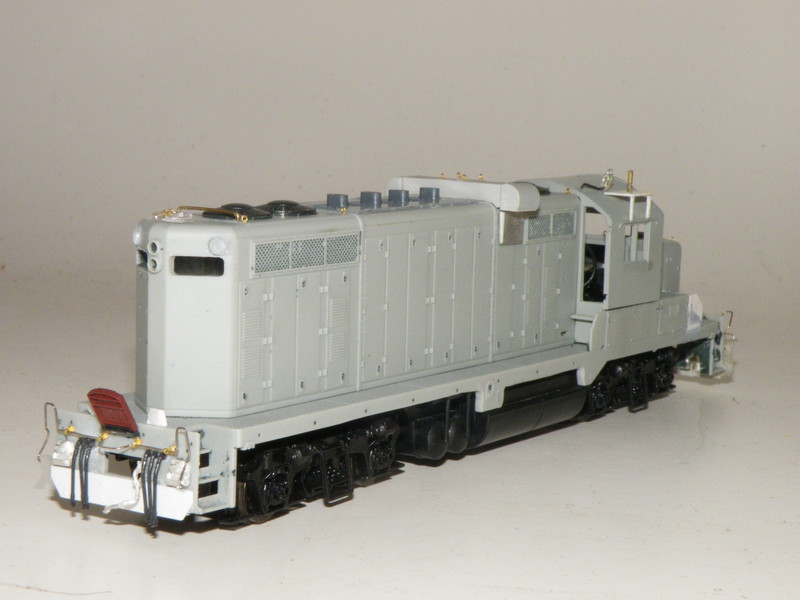 The rear view of 400 showing new styrene pilot and filled in class lights. I replaced the P2K exhaust stacks with four detail associate stacks. The only thing missing at this time were the doors, but I am now detail painting and decaling the nearly completed unit.