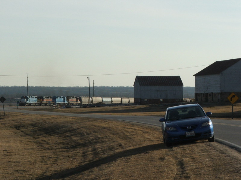 ICCR with Iowa 155 leading the way is heading through the small town of Amana, IA on the old Crandic with traffic for Cedar Rapids.