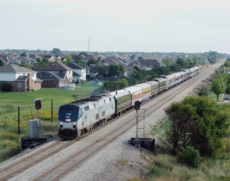 The special cruises through the southwest suburb of Tinley Park as viewed from I-80.