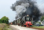 The historic triple header chugs through Moline, IL.