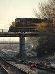 Iowa 700 heads over the old GTW in Blue Island for Burr Oak Yd. 11-09-06