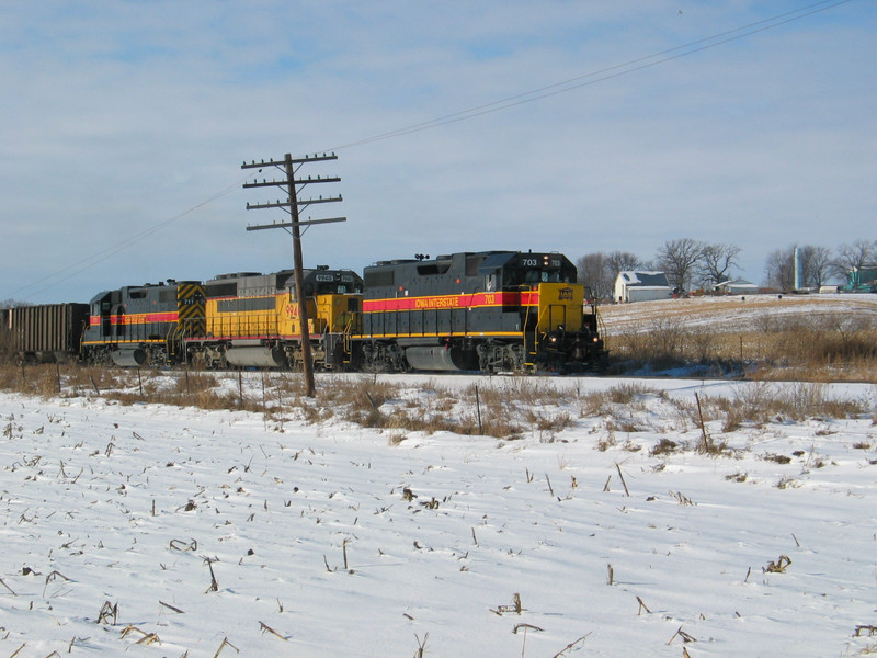 Coal empties east of Atalissa, mp 215.3, Dec. 11, 2005.