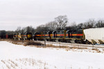 Eastbound coal empties meet the west train at N. Star, Dec.11, 2005.