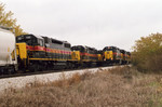 Meet at Walcott between an extra eastbound RI turn and the west train.  Oct. 31, 2005.