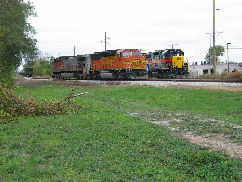 Moline Siding, in the background is an alcohol train with buffer cars.